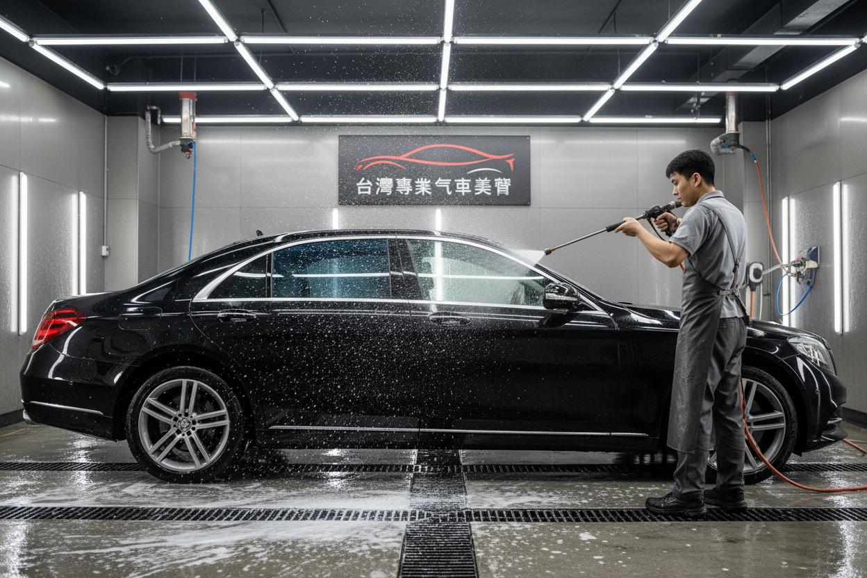 技師用高壓水槍沖洗車身