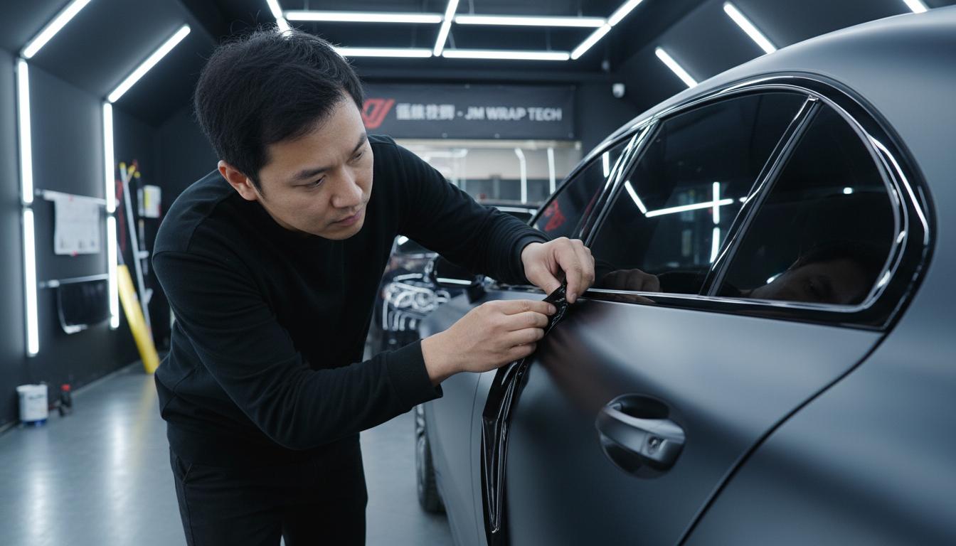 車主檢查包膜車門邊緣
